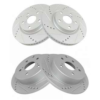 TRQ® - Performance Cross Drilled and Slotted Front and Rear Disc Brake Rotors