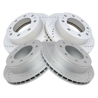 TRQ® - Performance Cross Drilled and Slotted Front and Rear Disc Brake Rotors
