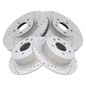 TRQ® - Performance Cross Drilled and Slotted Front and Rear Disc Brake Rotors
