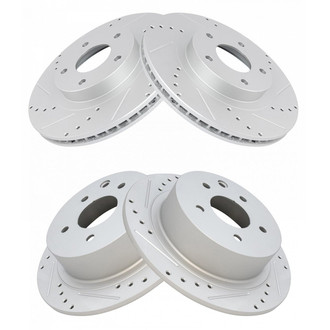 TRQ® - Performance Cross Drilled and Slotted Front and Rear Disc Brake Rotors