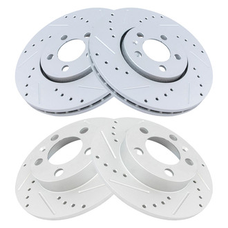 TRQ® - Performance Cross Drilled and Slotted Front and Rear Disc Brake Rotors