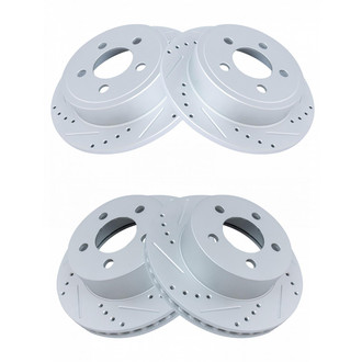 TRQ® - Performance Cross Drilled and Slotted Front and Rear Disc Brake Rotors