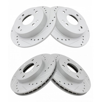 TRQ® - Performance Cross Drilled and Slotted Front and Rear Disc Brake Rotors