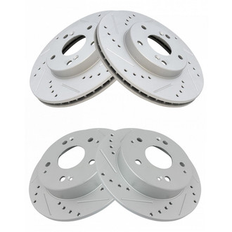 TRQ® - Performance Cross Drilled and Slotted Front and Rear Disc Brake Rotors