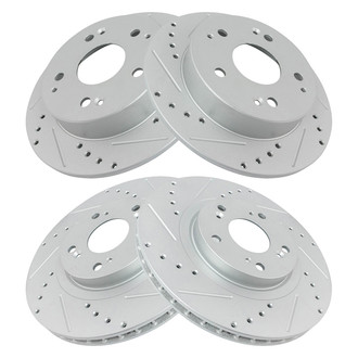 TRQ® - Performance Cross Drilled and Slotted Front and Rear Disc Brake Rotors