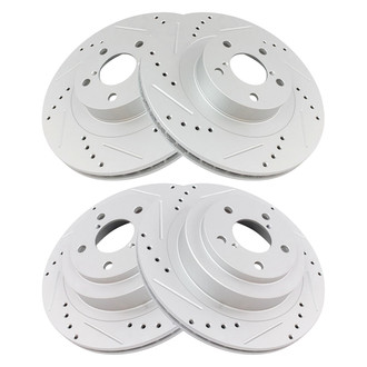 TRQ® - Performance Cross Drilled and Slotted Front and Rear Disc Brake Rotors