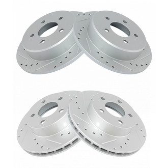 TRQ® - Performance Cross Drilled and Slotted Front and Rear Disc Brake Rotors