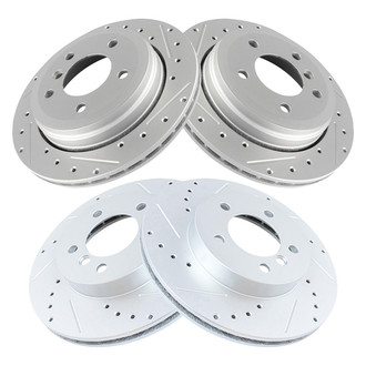 TRQ® - Performance Cross Drilled and Slotted Front and Rear Disc Brake Rotors