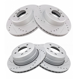 TRQ® - Performance Cross Drilled and Slotted Front and Rear Disc Brake Rotors