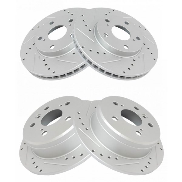 TRQ® - Performance Cross Drilled and Slotted Front and Rear Disc Brake Rotors