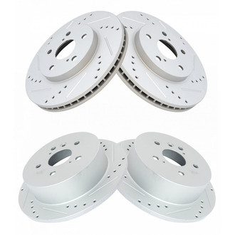 TRQ® - Performance Cross Drilled and Slotted Front and Rear Disc Brake Rotors