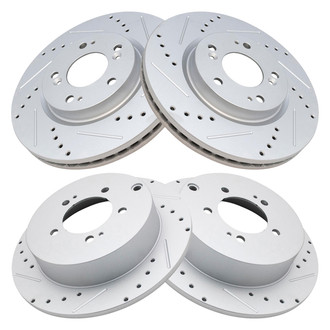 TRQ® - Performance Cross Drilled and Slotted Front and Rear Disc Brake Rotors