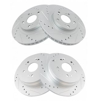 TRQ® - Performance Cross Drilled and Slotted Front and Rear Disc Brake Rotors