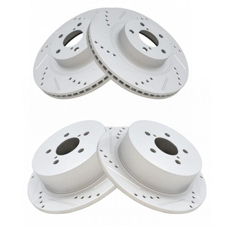 TRQ® - Performance Cross Drilled and Slotted Front and Rear Disc Brake Rotors