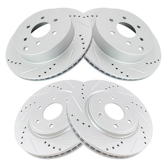 TRQ® - Performance Cross Drilled and Slotted Front and Rear Disc Brake Rotors