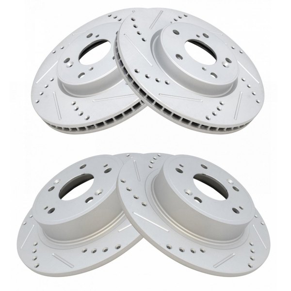 TRQ® - Performance Cross Drilled and Slotted Front and Rear Disc Brake Rotors