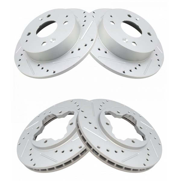 TRQ® - Performance Cross Drilled and Slotted Front and Rear Disc Brake Rotors