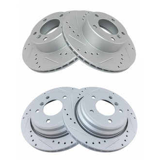 TRQ® - Performance Cross Drilled and Slotted Front and Rear Disc Brake Rotors