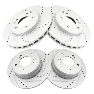 TRQ® - Performance Cross Drilled and Slotted Front and Rear Disc Brake Rotors