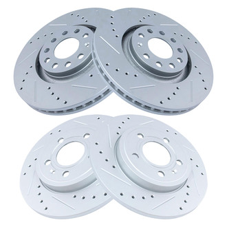 TRQ® - Performance Cross Drilled and Slotted Front and Rear Disc Brake Rotors