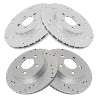 TRQ® - Performance Cross Drilled and Slotted Front and Rear Disc Brake Rotors