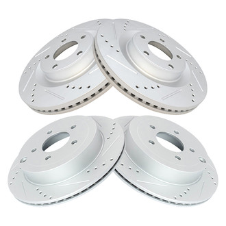 TRQ® - Performance Cross Drilled and Slotted Front and Rear Disc Brake Rotors