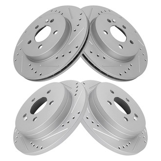 TRQ® - Performance Cross Drilled and Slotted Front and Rear Disc Brake Rotors