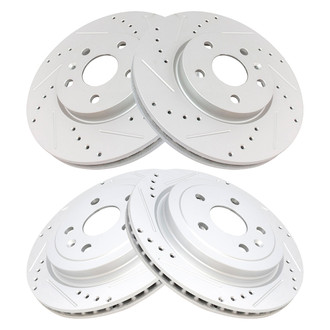 TRQ® - Performance Cross Drilled and Slotted Front and Rear Disc Brake Rotors
