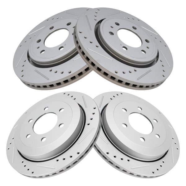 TRQ® - Performance Cross Drilled and Slotted Front and Rear Disc Brake Rotors