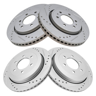 TRQ® - Performance Cross Drilled and Slotted Front and Rear Disc Brake Rotors