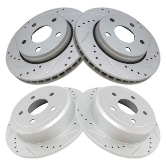 TRQ® - Performance Cross Drilled and Slotted Front and Rear Disc Brake Rotors