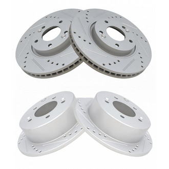 TRQ® - Performance Cross Drilled and Slotted Front and Rear Disc Brake Rotors