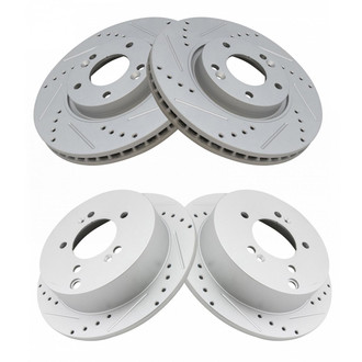 TRQ® - Performance Cross Drilled and Slotted Front and Rear Disc Brake Rotors