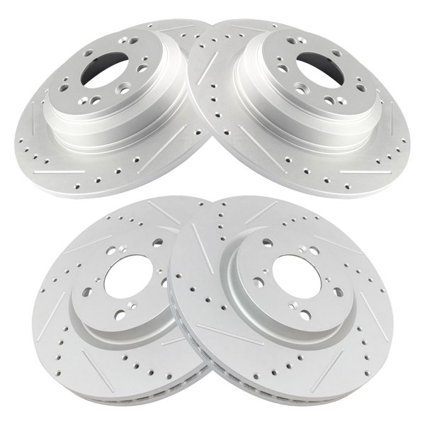 TRQ® - Performance Cross Drilled and Slotted Front and Rear Disc Brake Rotors