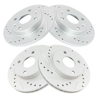 TRQ® - Performance Cross Drilled and Slotted Front and Rear Disc Brake Rotors