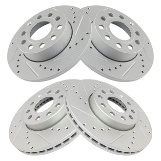 TRQ® - Performance Cross Drilled and Slotted Front and Rear Disc Brake Rotors