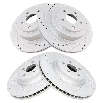 TRQ® - Performance Cross Drilled and Slotted Front and Rear Disc Brake Rotors