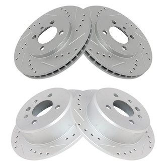 TRQ® - Performance Cross Drilled and Slotted Front and Rear Disc Brake Rotors
