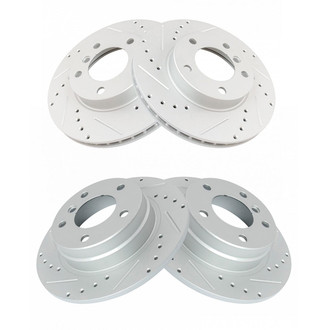 TRQ® - Performance Cross Drilled and Slotted Front and Rear Disc Brake Rotors