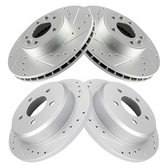 TRQ® - Performance Cross Drilled and Slotted Front and Rear Disc Brake Rotors