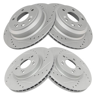 TRQ® - Performance Cross Drilled and Slotted Front and Rear Disc Brake Rotors