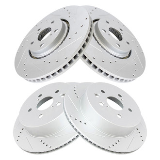 TRQ® - Performance Cross Drilled and Slotted Front and Rear Disc Brake Rotors