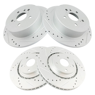 TRQ® - Performance Cross Drilled and Slotted Front and Rear Disc Brake Rotors