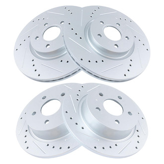 TRQ® - Performance Cross Drilled and Slotted Front and Rear Disc Brake Rotors