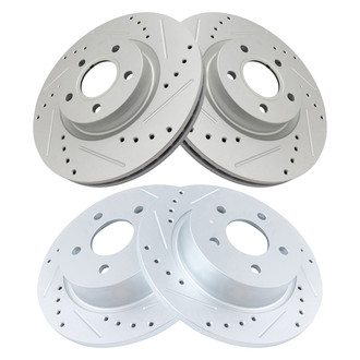 TRQ® - Performance Cross Drilled and Slotted Front and Rear Disc Brake Rotors