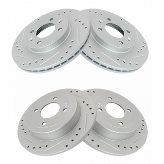 TRQ® - Performance Cross Drilled and Slotted Front and Rear Disc Brake Rotors