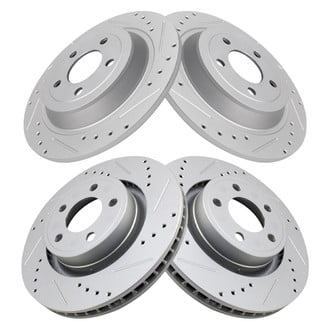 TRQ® - Performance Cross Drilled and Slotted Front and Rear Disc Brake Rotors