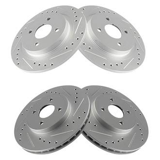 TRQ® - Performance Cross Drilled and Slotted Front and Rear Disc Brake Rotors