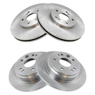 TRQ® - Plain Front and Rear Disc Brake Rotors