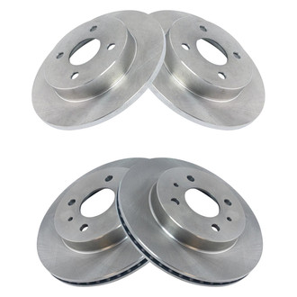 TRQ® - Plain Front and Rear Disc Brake Rotors